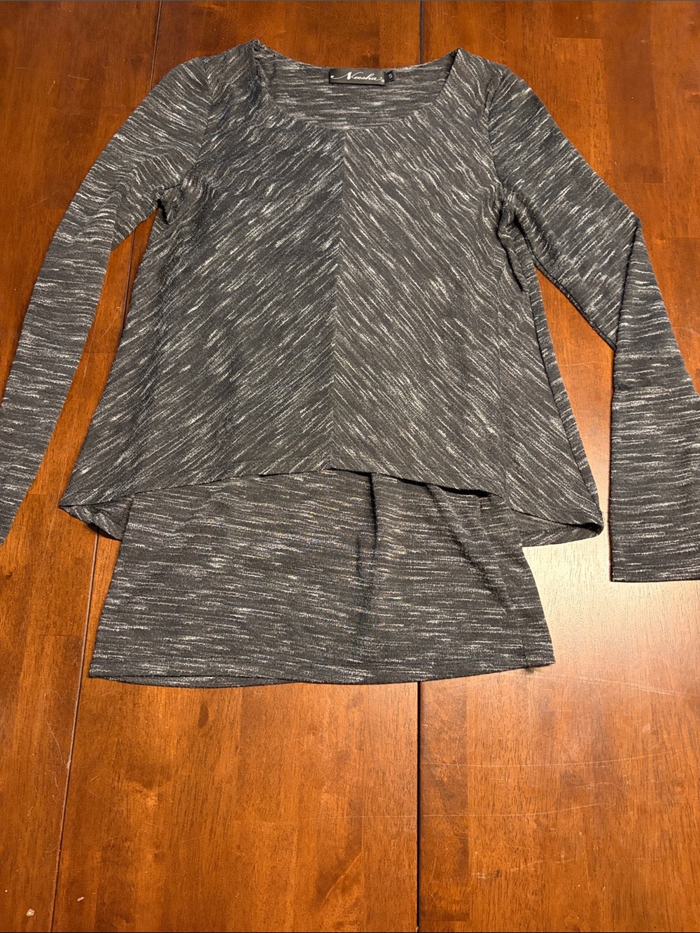 Vince Camuto Charcoal Heathered Layered Long-Sleeve Top
